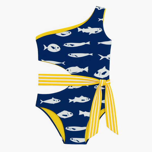 Sofi One Shoulder - Costa Marina Print