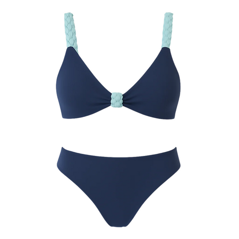 Alicia Bikini - Navy and Mint Braided