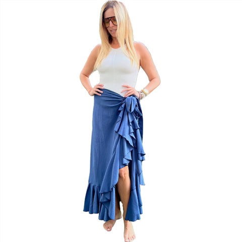 Women's Wrap Skirt - Navy Blue