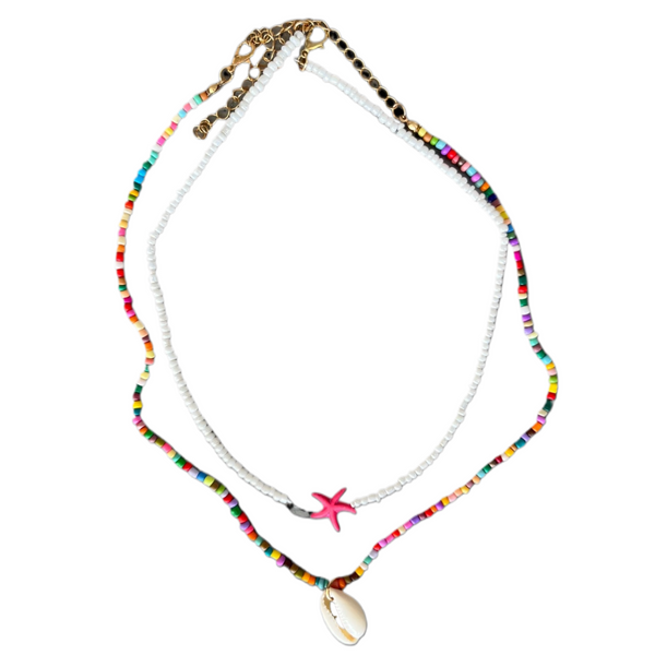Boho Starfish and Shell Necklace Set