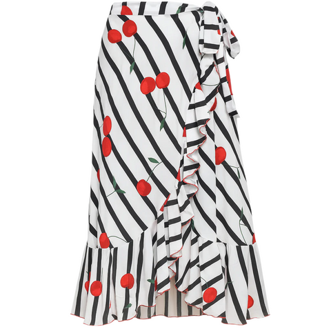 Women's Wrap Skirt - Cherry On Top Print