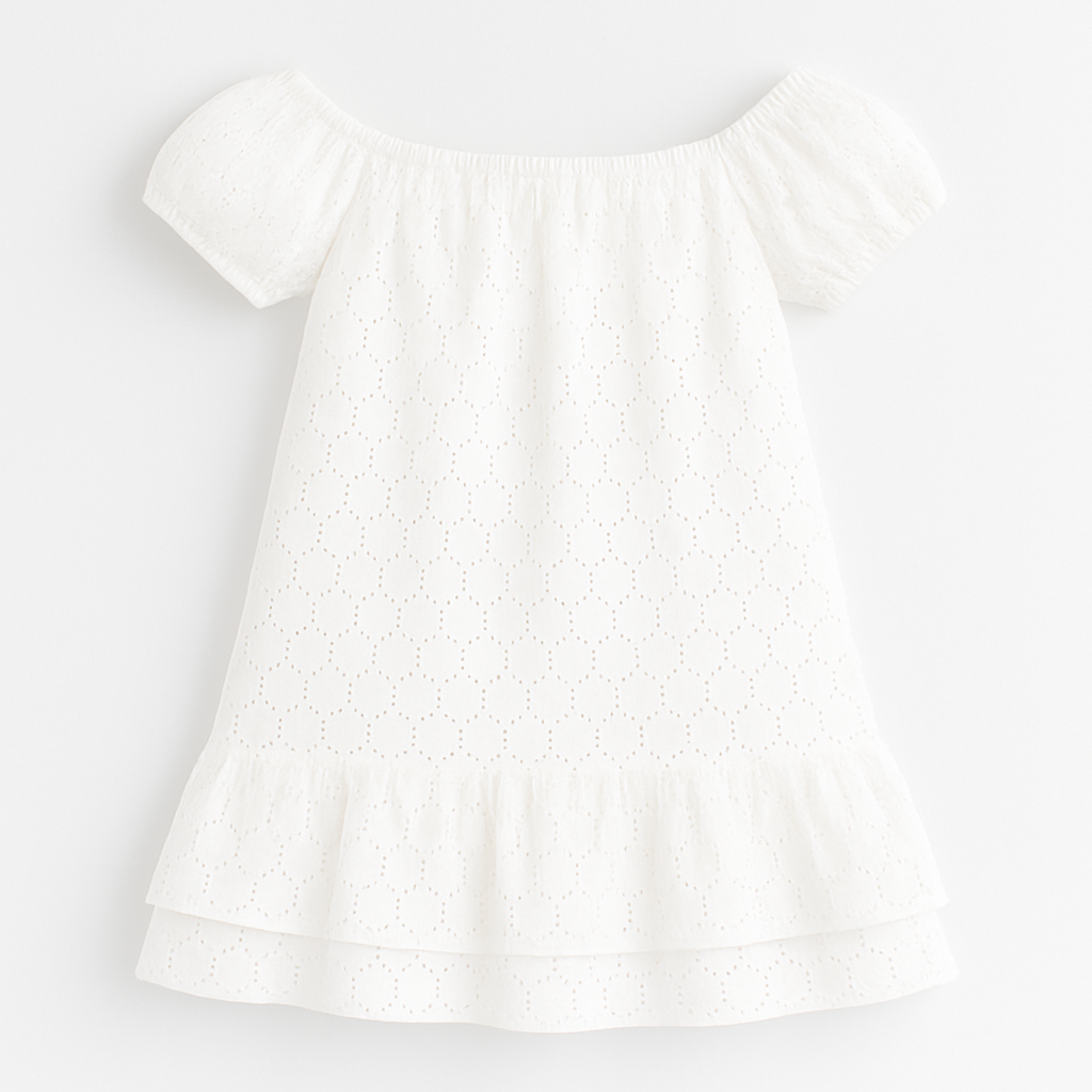 Girl's Eyelet Dress - White