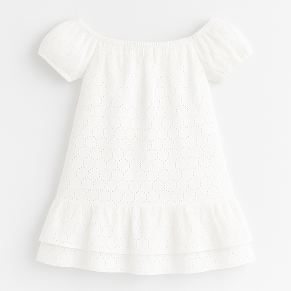 Girl's Eyelet Dress - White