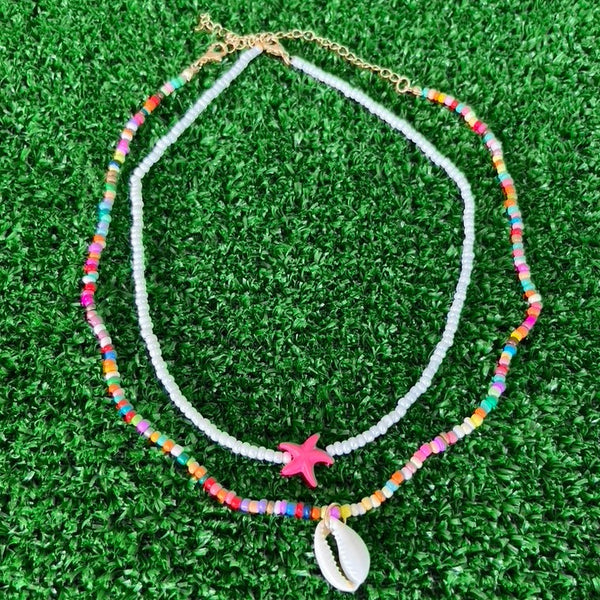 Boho Starfish and Shell Necklace Set