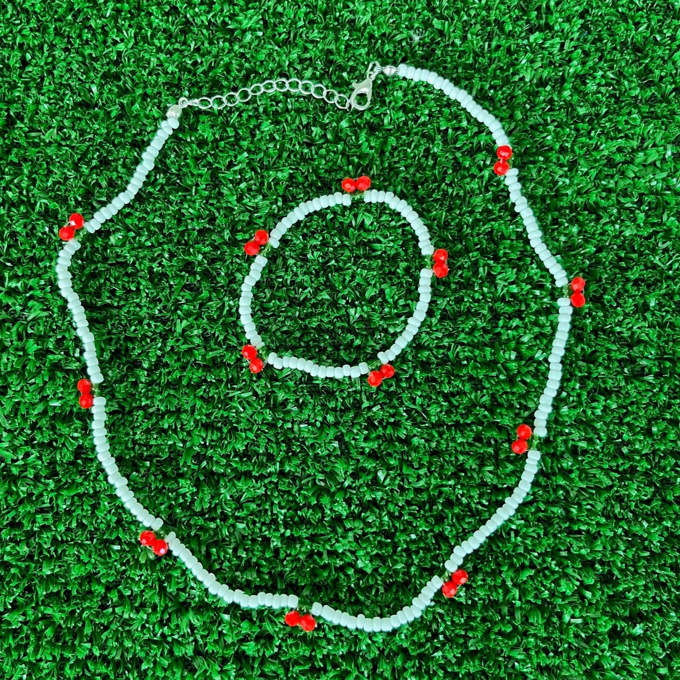 Cherry Necklace and Bracelet Set