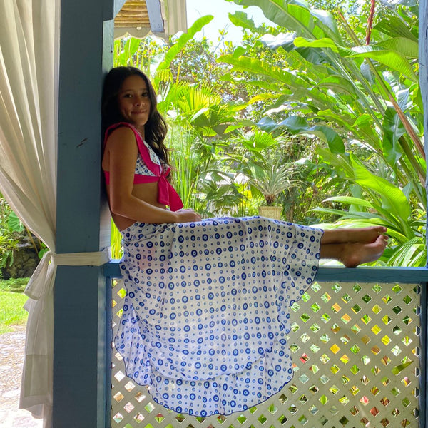 Girl's Wrap Skirt - Santorini Vibes Print