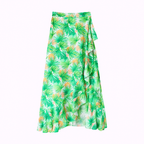 Women's Wrap Skirt - Palm Orange Print
