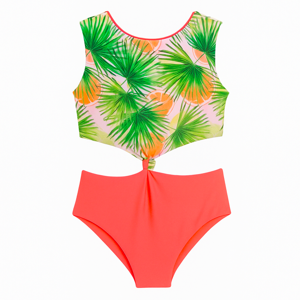 Alexa Trikini - Palm Orange Print
