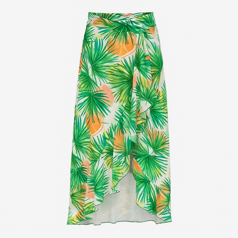 Girl's Wrap Skirt - Palm Orange Print
