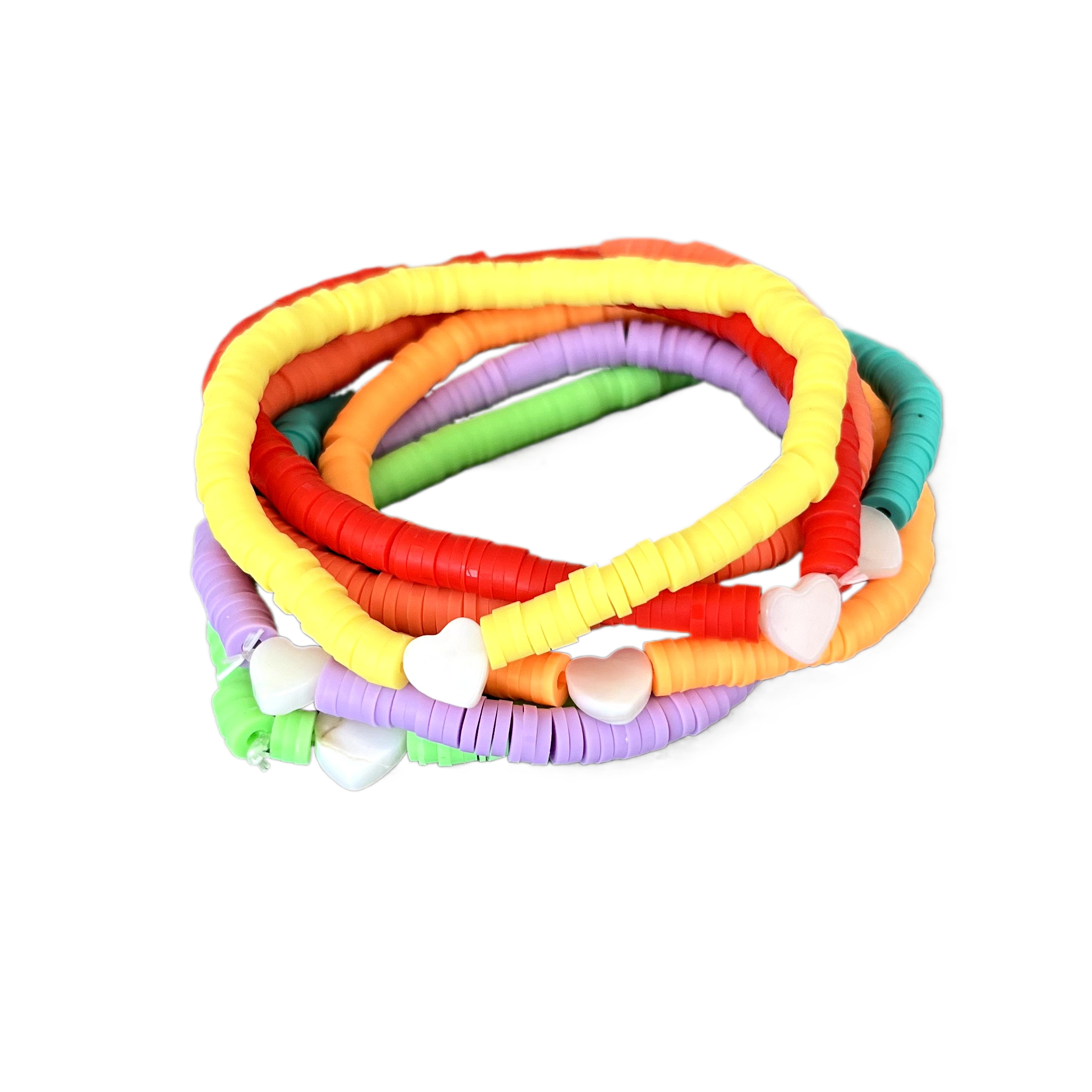 Rainbow Beads and Heart Bracelet Set