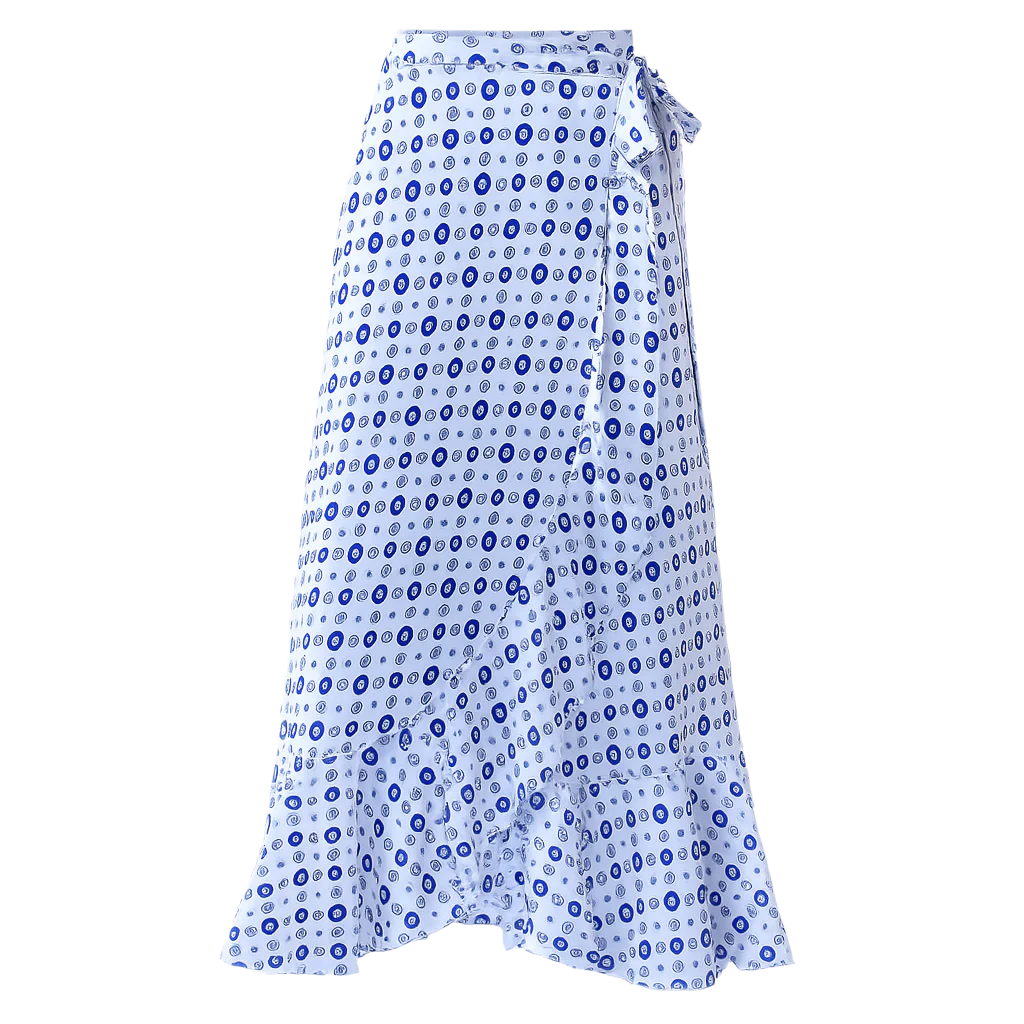 Women's Wrap Skirt - Santorini Vibes Print