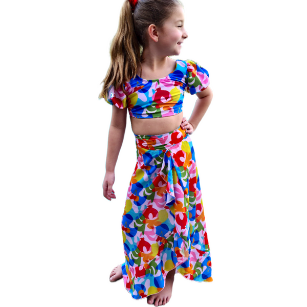 Girl's Wrap Skirt - Carnaval Print